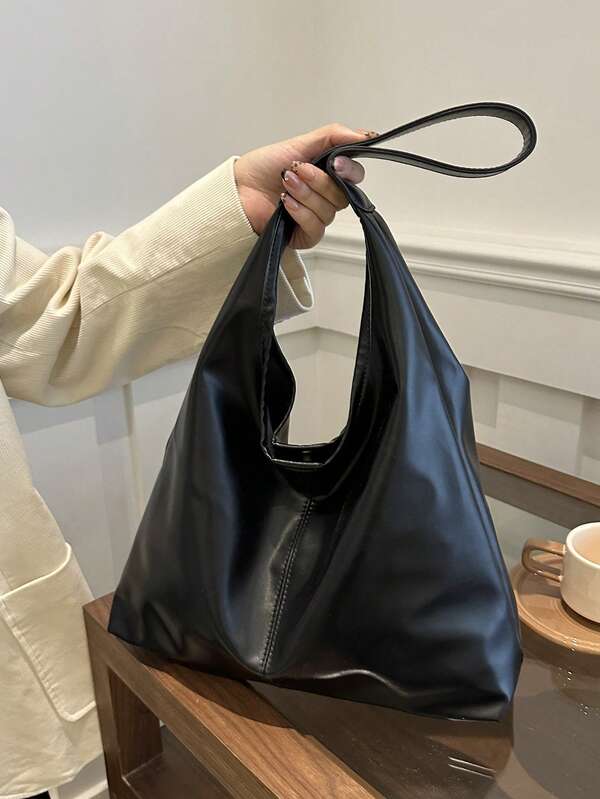 Solid Color Underarm Tote Bag