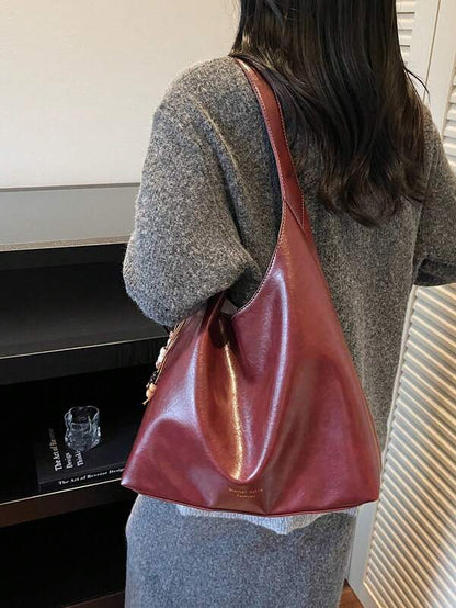 Solid Color Underarm Tote Bag