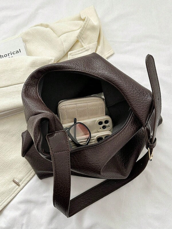 Solid Color Underarm Tote Bag