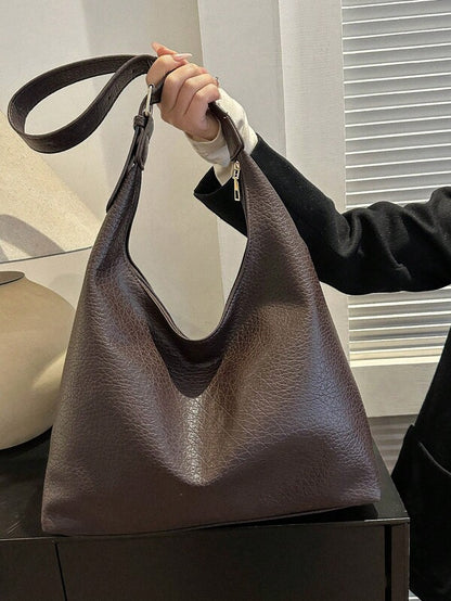 Solid Color Underarm Tote Bag