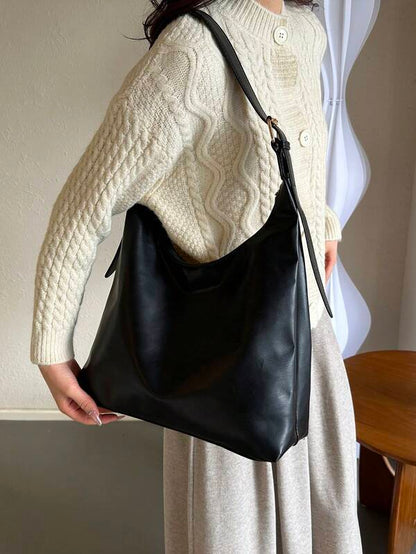 Solid Color Underarm Tote Bag