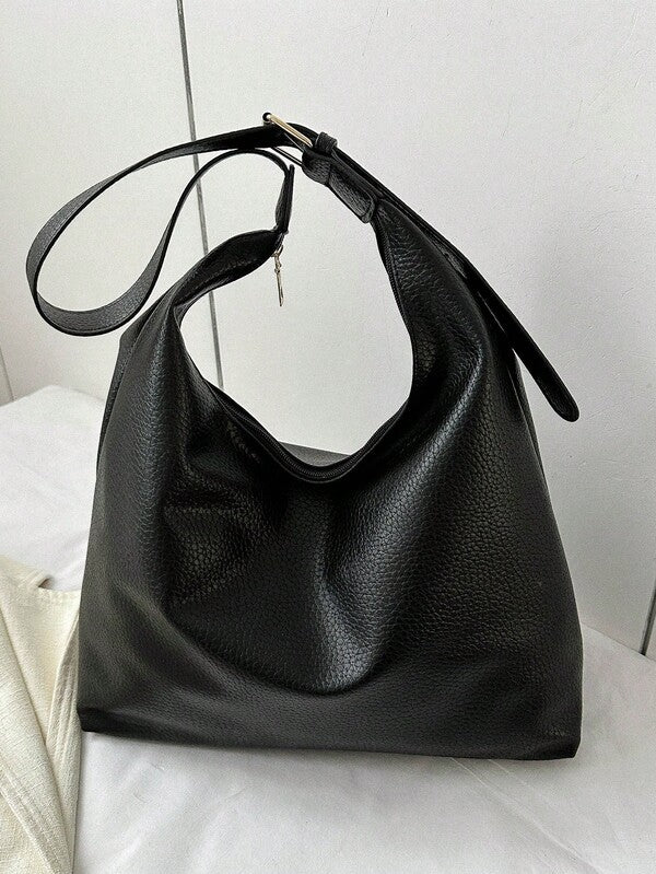 Solid Color Underarm Tote Bag