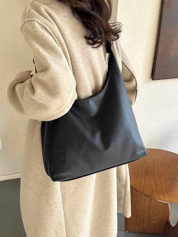 Solid Color Underarm Tote Bag