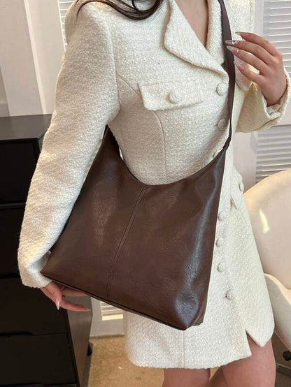 Solid Color Underarm Tote Bag