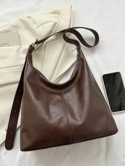 Solid Color Underarm Tote Bag