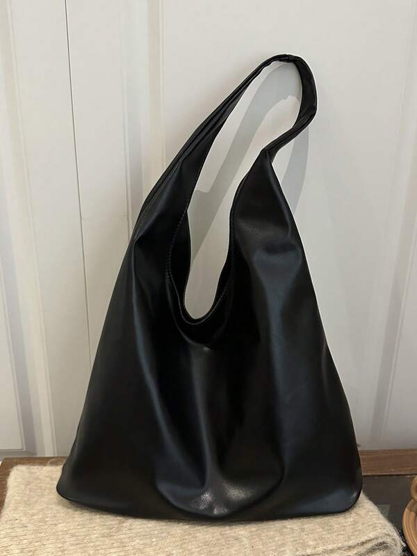 Solid Color Underarm Tote Bag