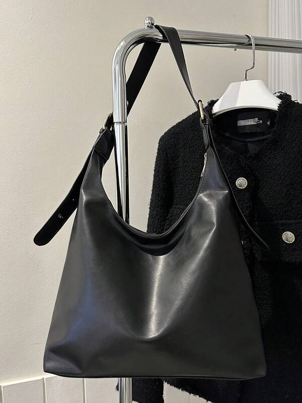 Solid Color Underarm Tote Bag