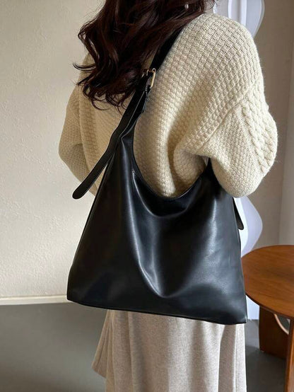 Solid Color Underarm Tote Bag