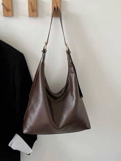Solid Color Underarm Tote Bag