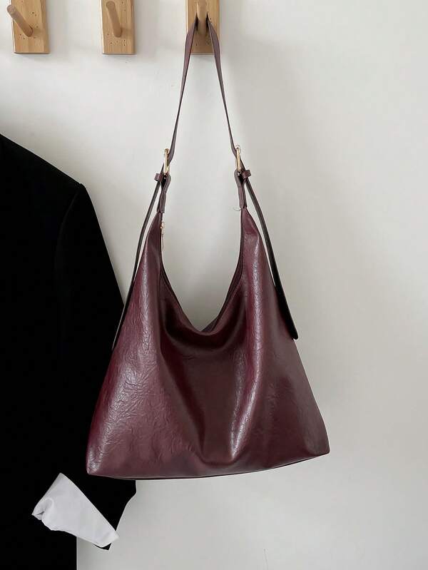Solid Color Underarm Tote Bag