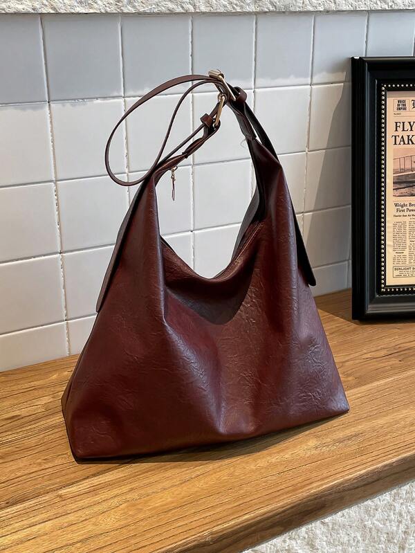 Solid Color Underarm Tote Bag