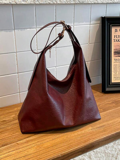 Solid Color Underarm Tote Bag