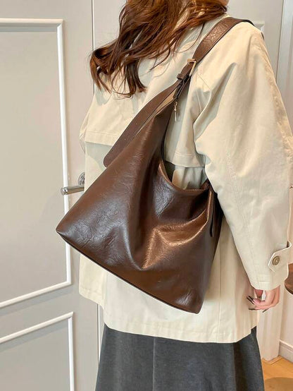 Solid Color Underarm Tote Bag