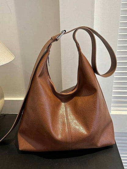 Solid Color Underarm Tote Bag
