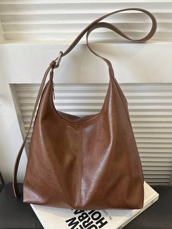 Solid Color Underarm Tote Bag
