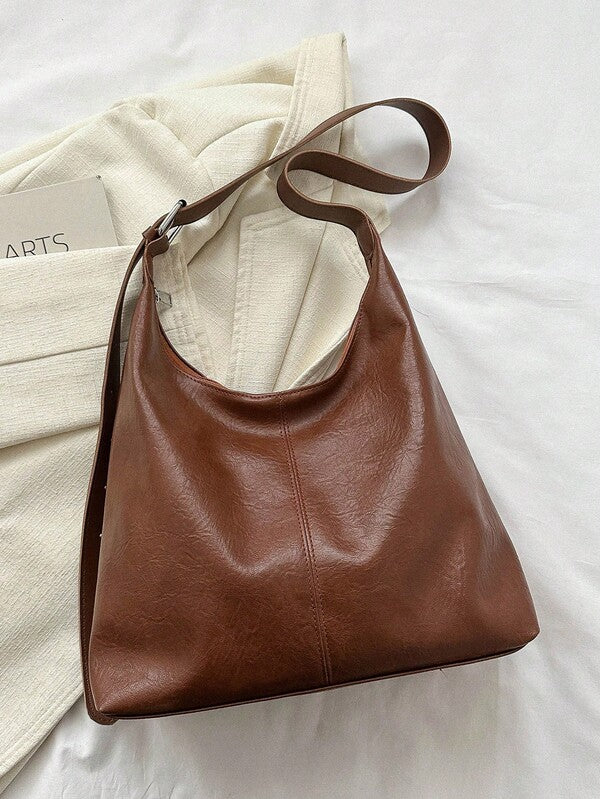 Solid Color Underarm Tote Bag