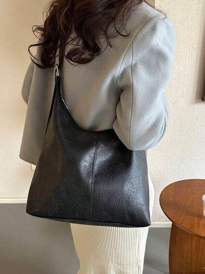 Solid Color Underarm Tote Bag