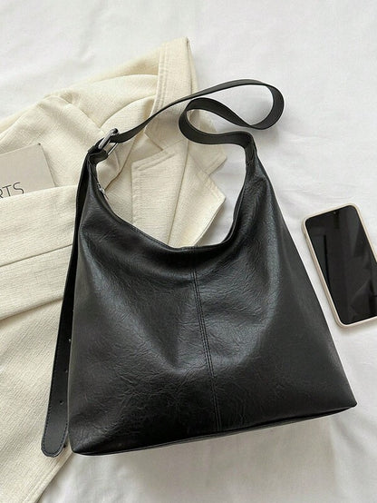 Solid Color Underarm Tote Bag