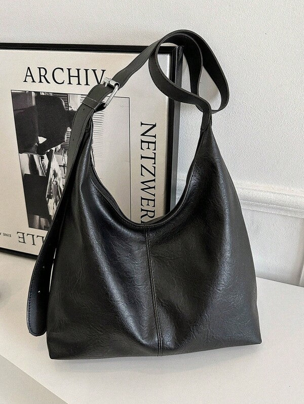 Solid Color Underarm Tote Bag