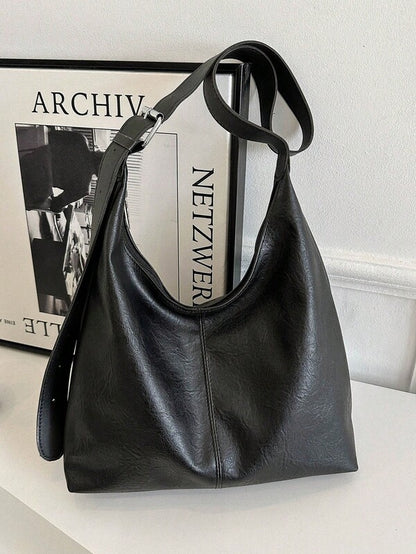 Solid Color Underarm Tote Bag