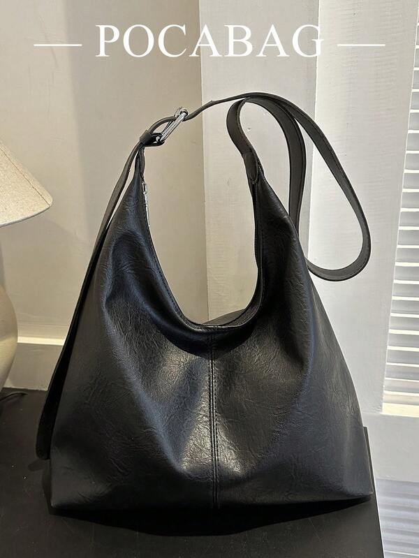 Solid Color Underarm Tote Bag