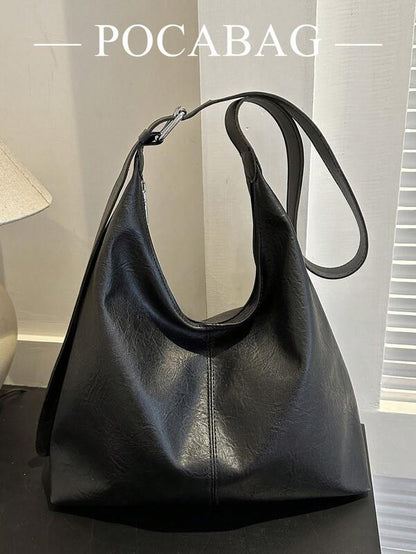 Solid Color Underarm Tote Bag