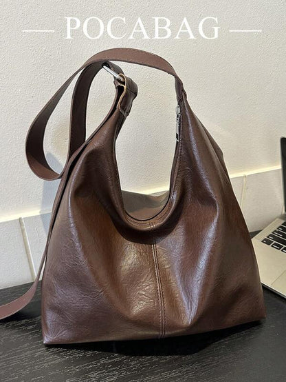 Solid Color Underarm Tote Bag
