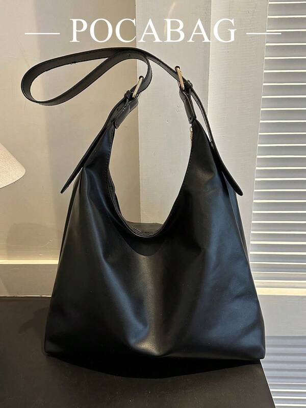 Solid Color Underarm Tote Bag