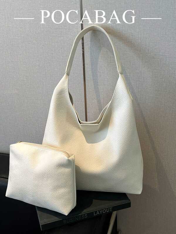 Solid Color Underarm Tote Bag