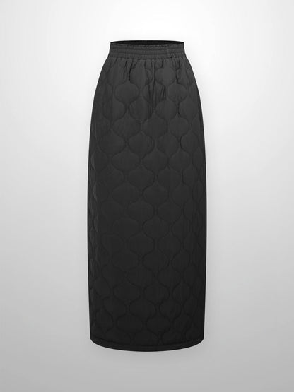 Quilted Puff Skirt-Black-1