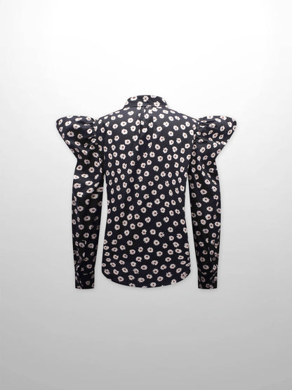 Puff Sleeve Blouse-Flower Poppy-1