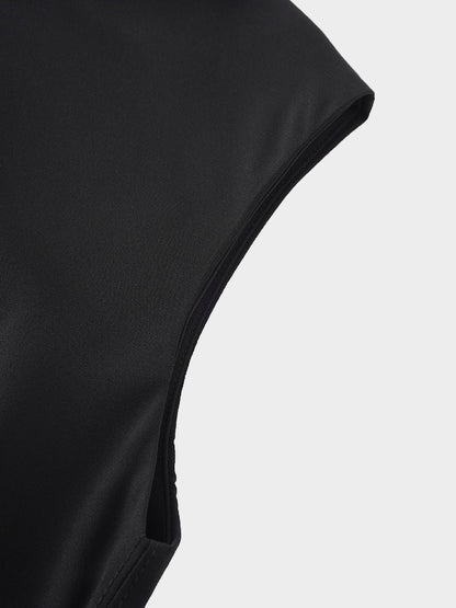 Crepe Slip Dress-Black-4
